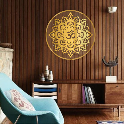 Gold OM Acrylic Wall Art with Warm Light