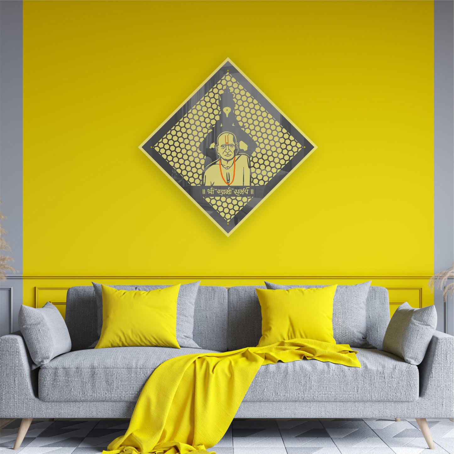 Swami Samarth & Vitthal Reflective Acrylic Wall Art with Warm Light