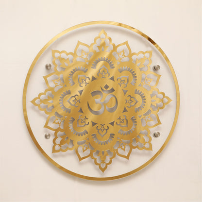 Gold OM Acrylic Wall Art with Warm Light