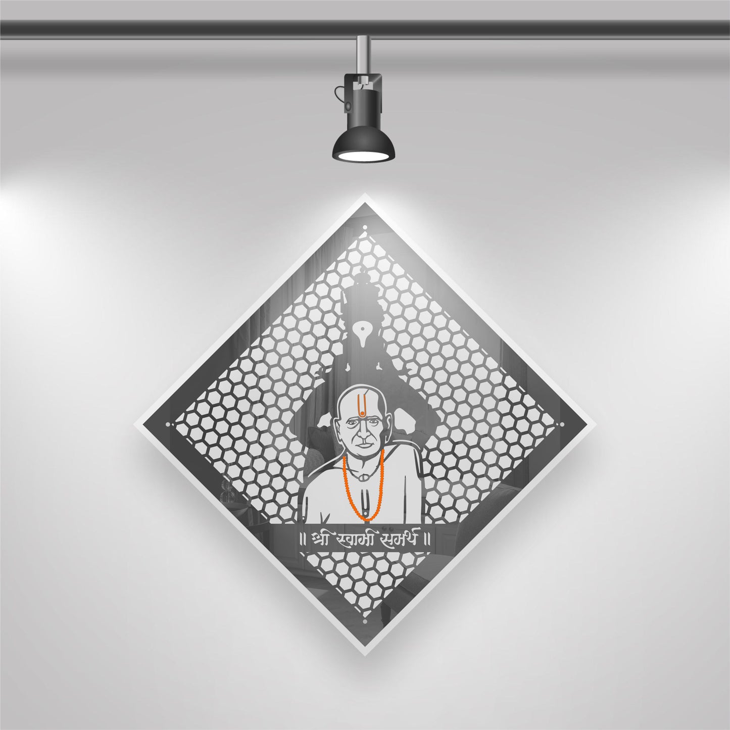 Swami Samarth & Vitthal Reflective Acrylic Wall Art with Warm Light