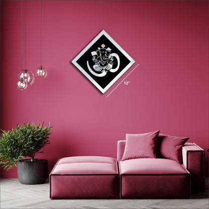 Silver & Black Ganesha Reflective Acrylic Wall Art