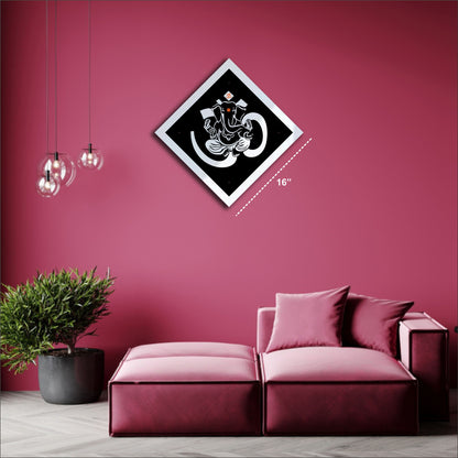 Silver & Black Ganesha Reflective Acrylic Wall Art