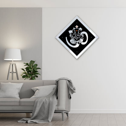 Silver & Black Ganesha Reflective Acrylic Wall Art