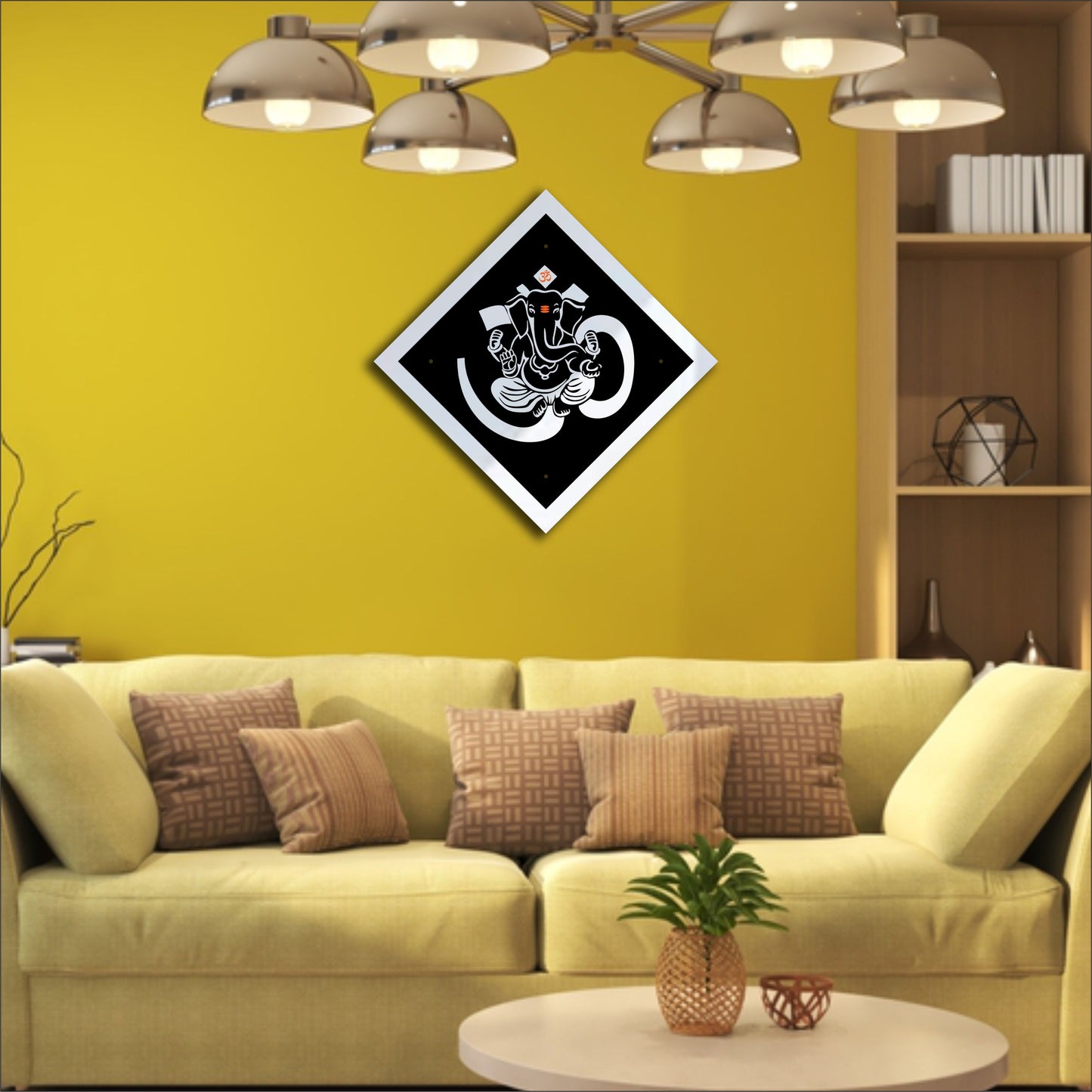 Silver & Black Ganesha Reflective Acrylic Wall Art