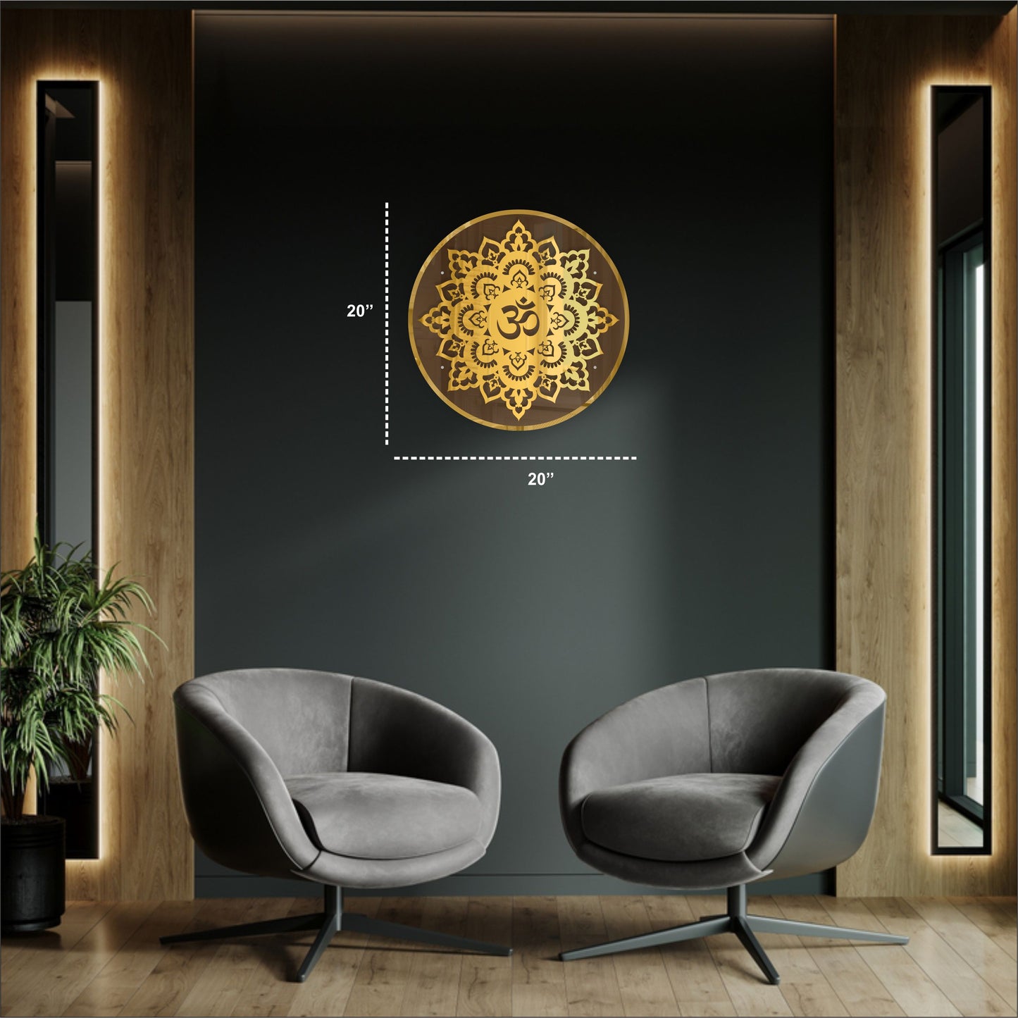 Gold OM Acrylic Wall Art with Warm Light