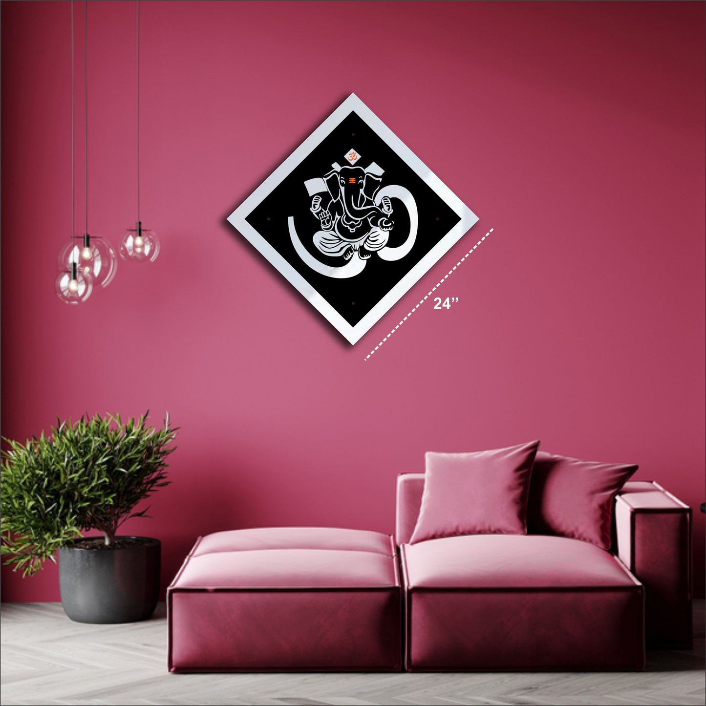 Silver & Black Ganesha Reflective Acrylic Wall Art