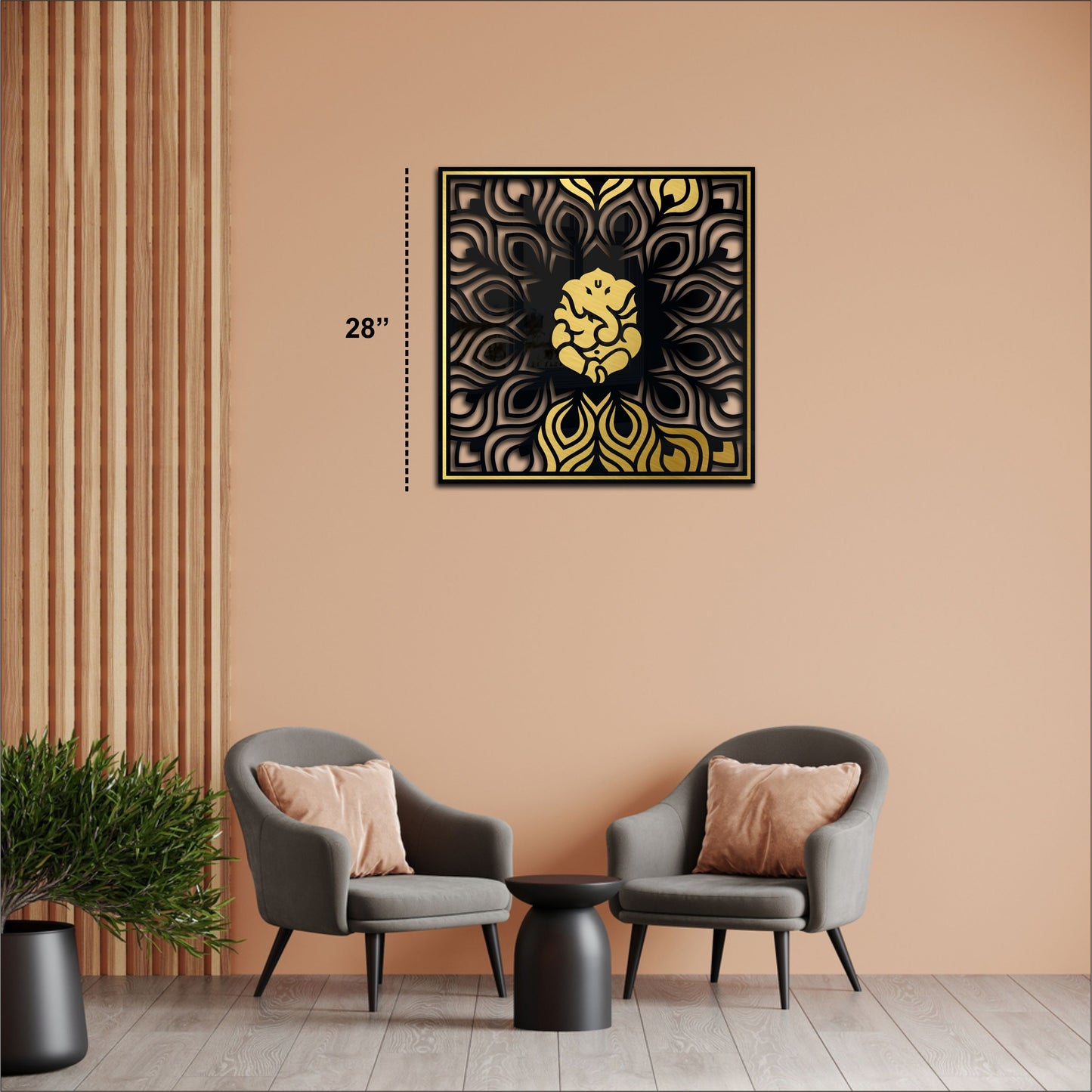 Ekadanta Black & Golden Acrylic Wall Art