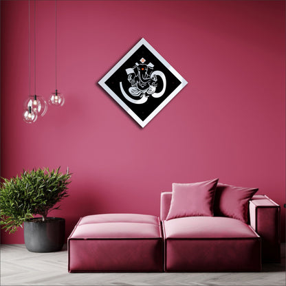 Silver & Black Ganesha Reflective Acrylic Wall Art