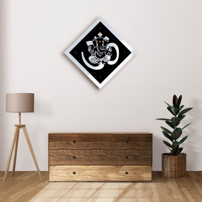 Silver & Black Ganesha Reflective Acrylic Wall Art