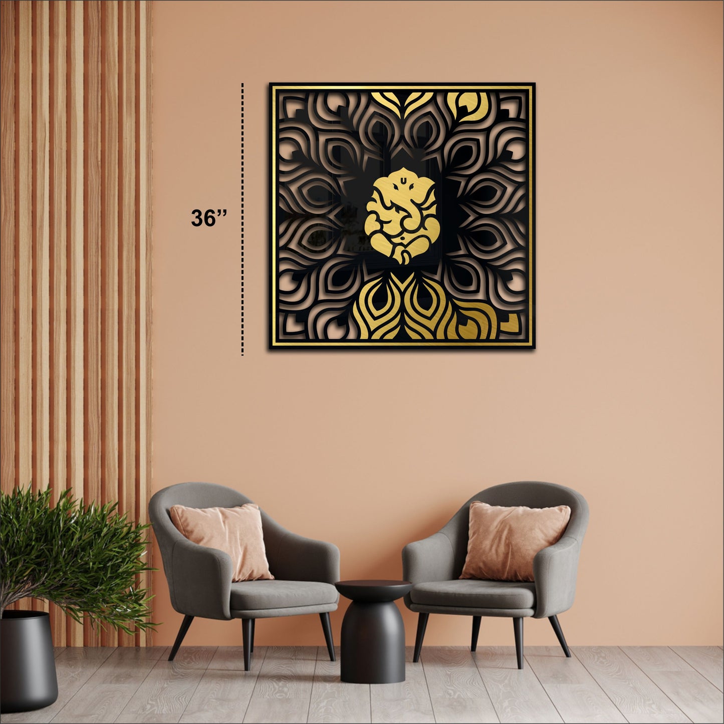 Ekadanta Black & Golden Acrylic Wall Art