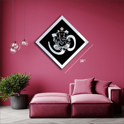 Silver & Black Ganesha Reflective Acrylic Wall Art