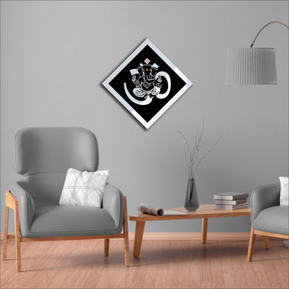 Silver & Black Ganesha Reflective Acrylic Wall Art