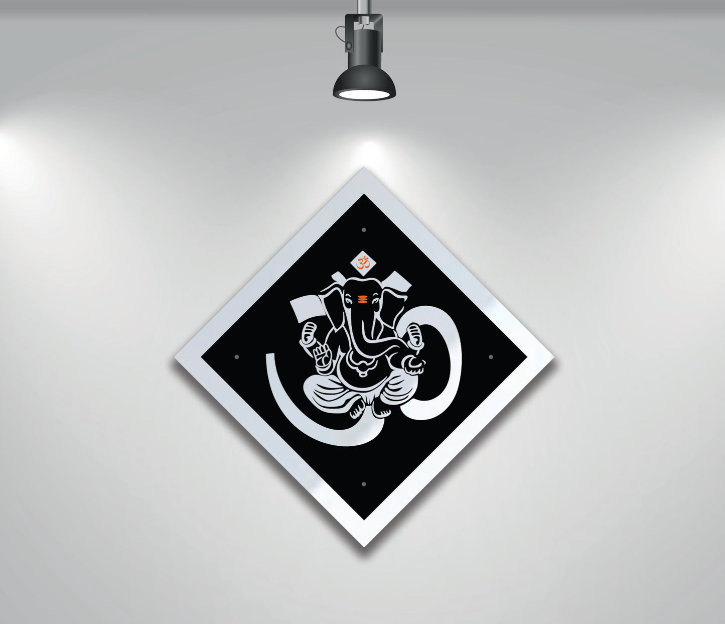 Silver & Black Ganesha Reflective Acrylic Wall Art