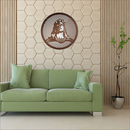 Copper Adiyogi Reflective Acrylic Wall Art with Warm Light