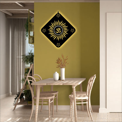 OM Black Reflective Acrylic Wall Art with Warm Light