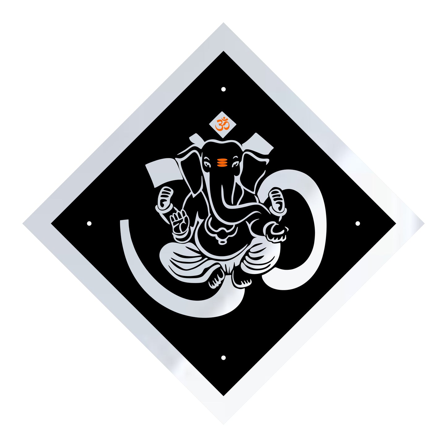 Silver & Black Ganesha Reflective Acrylic Wall Art