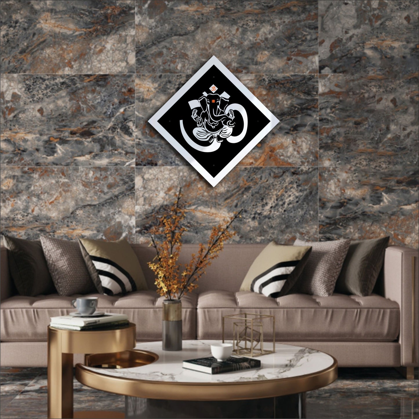 Silver & Black Ganesha Reflective Acrylic Wall Art