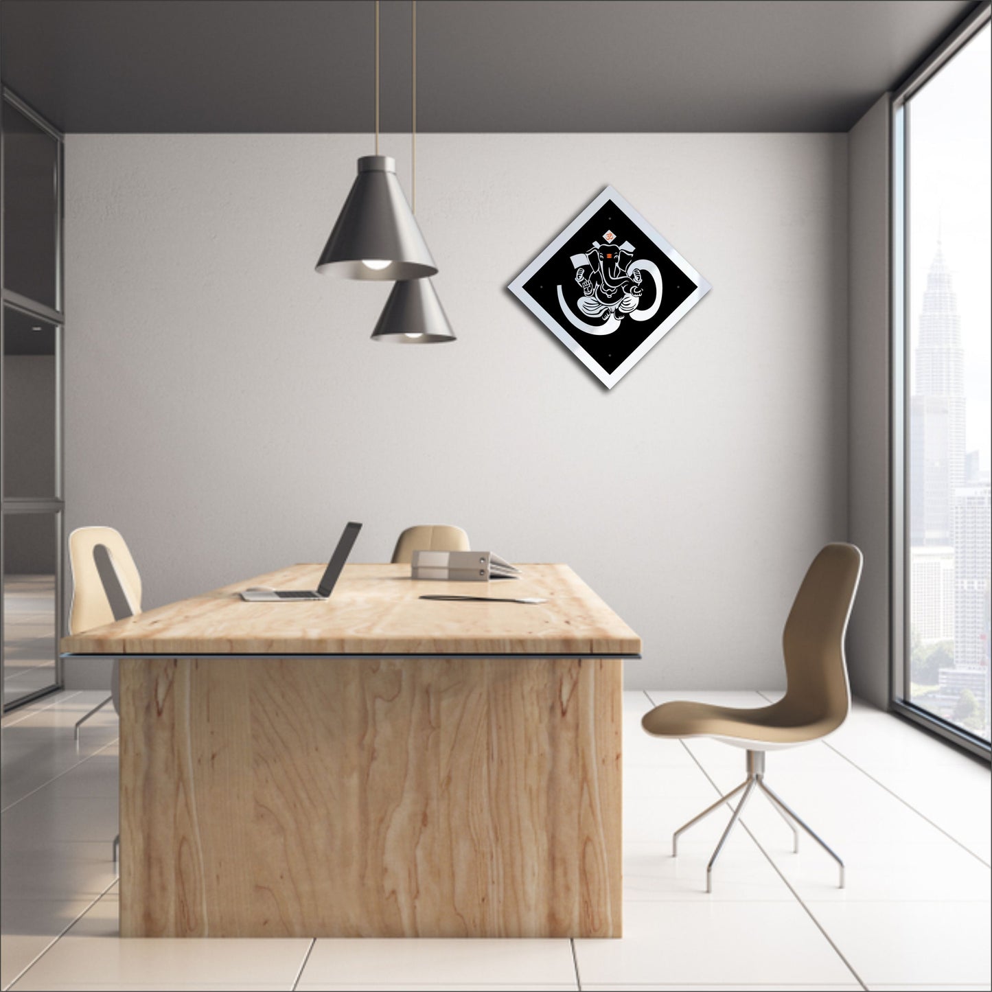 Silver & Black Ganesha Reflective Acrylic Wall Art