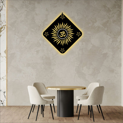 OM Black Reflective Acrylic Wall Art with Warm Light