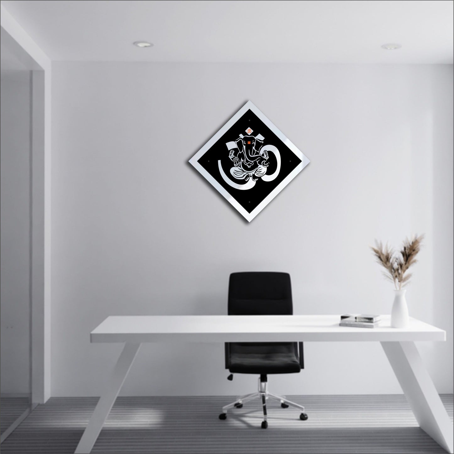 Silver & Black Ganesha Reflective Acrylic Wall Art