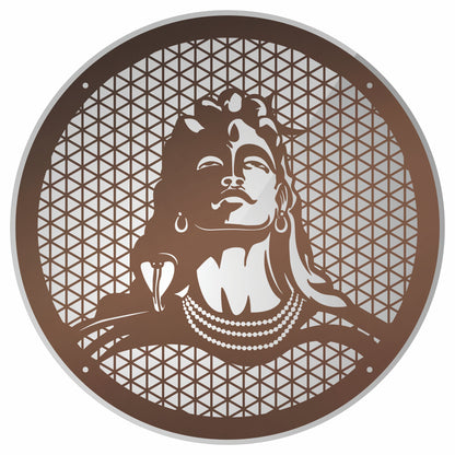 Copper Adiyogi Reflective Acrylic Wall Art with Warm Light